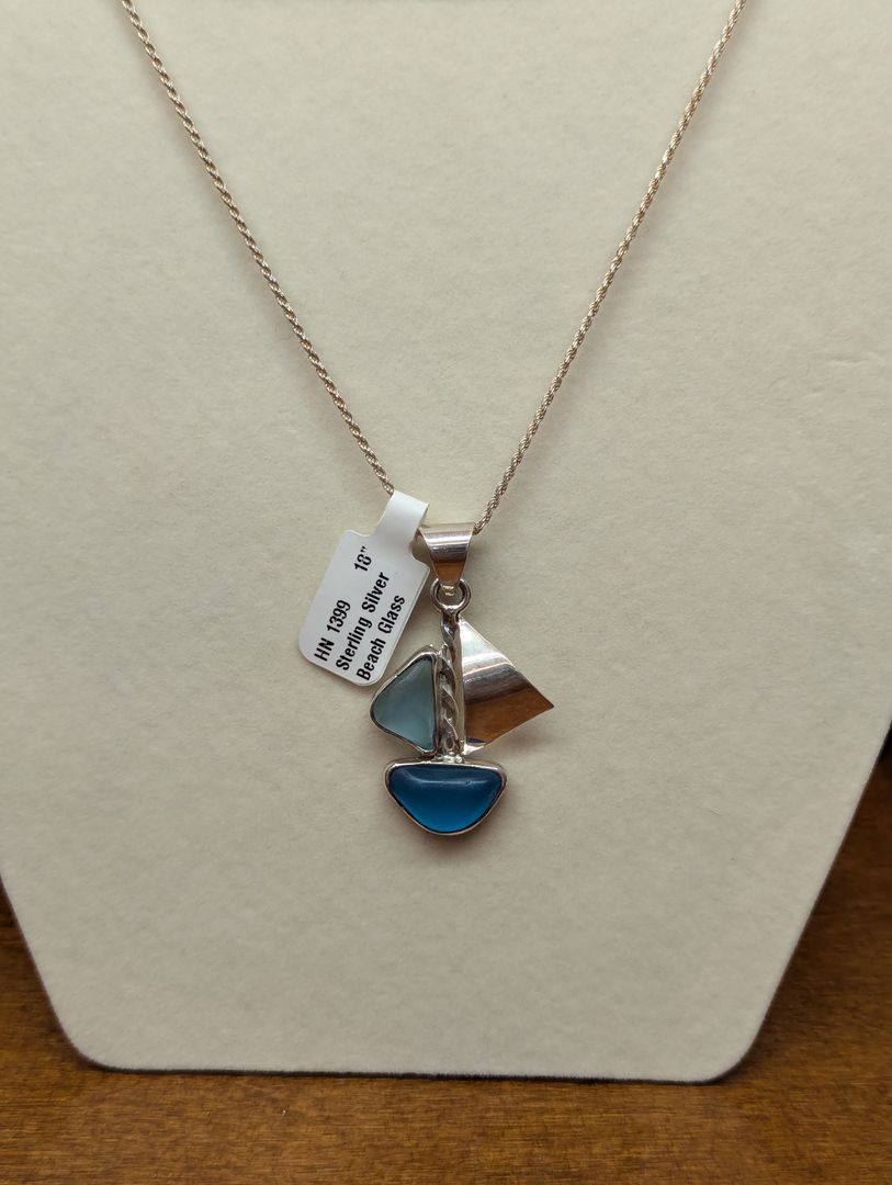 Sea Glass Sailboat Necklace