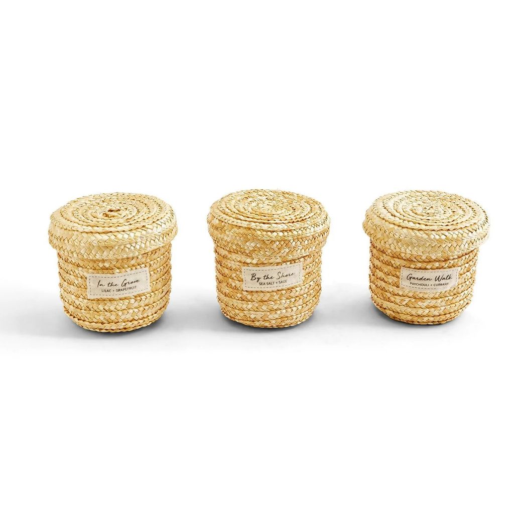Straw Basket Candles w/ Lid