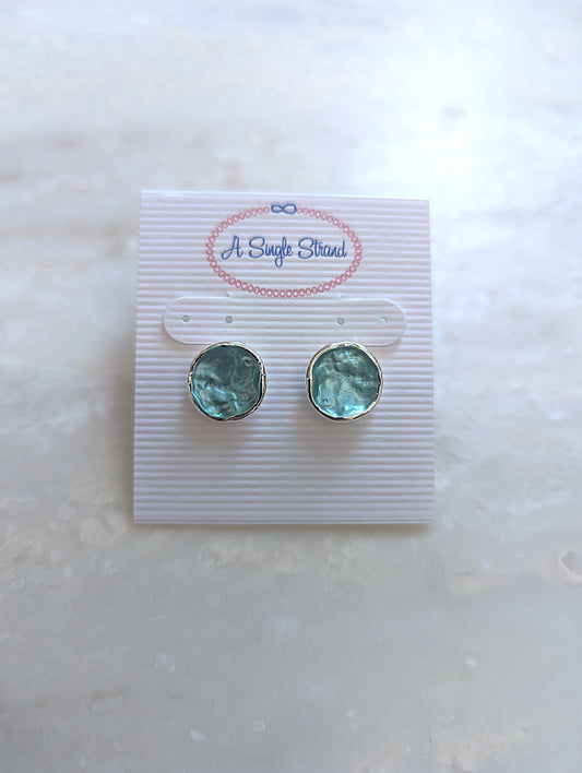Teal Disk Earrings
