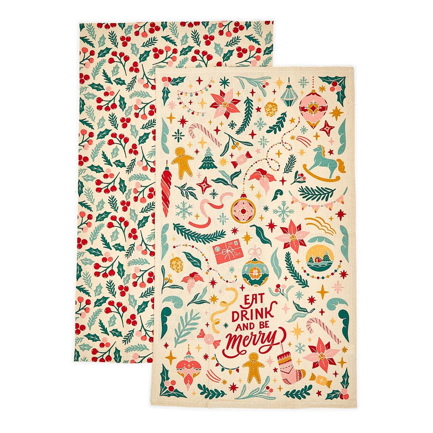 Be Merry Vintage Christmas Dish Towels