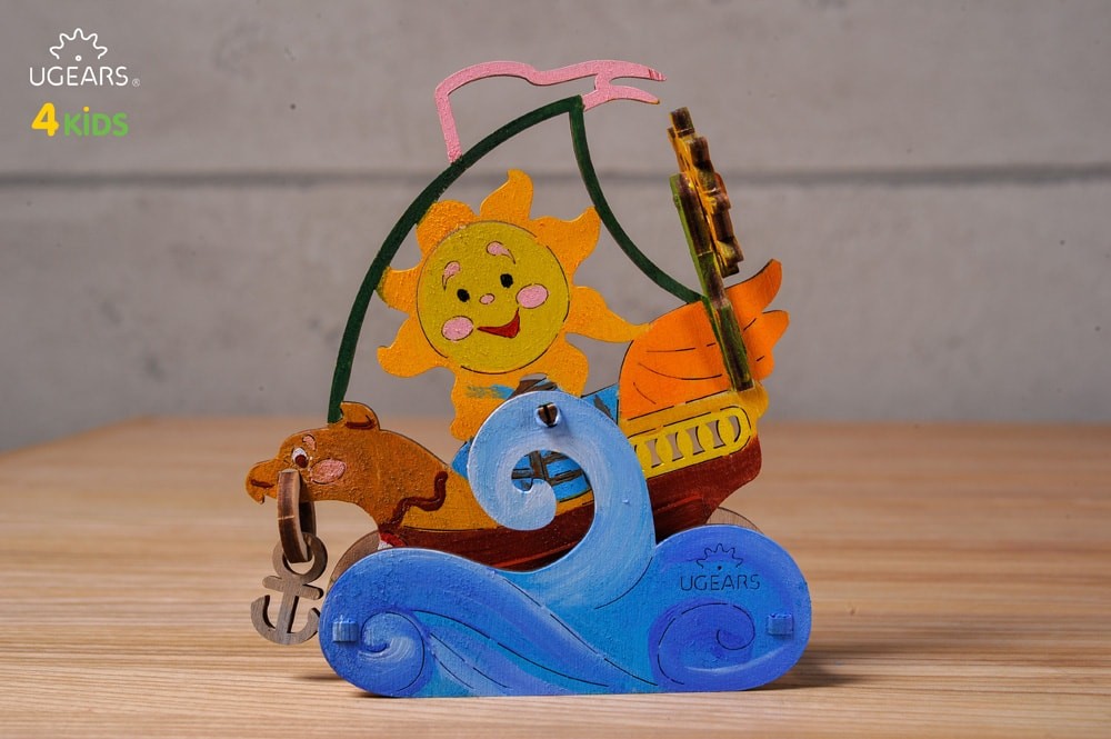 3D Wooden Coloring Model - Sailboat