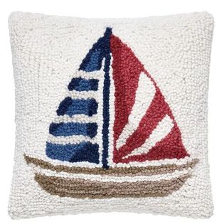 hook pillow - Striped Sailboat