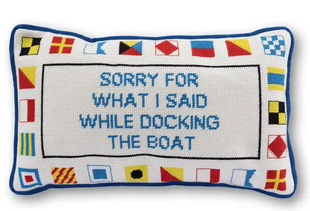 Docking the Boat Needlepoint Pillow