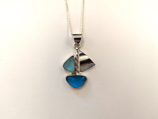 Sea Glass Sailboat Necklace