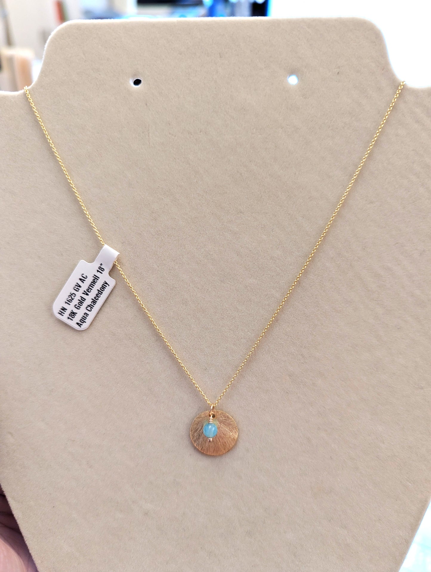 Gold Disk w/Gemstone Necklace