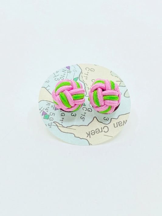 Pink & Green Monkey Fist Earrings