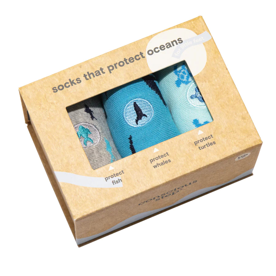 Kids Socks - 3 Pack Protect Oceans Tod1-3